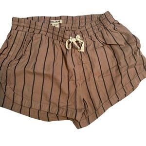 Billabong shorts tiny beachy tan black stripes side pockets Sz M